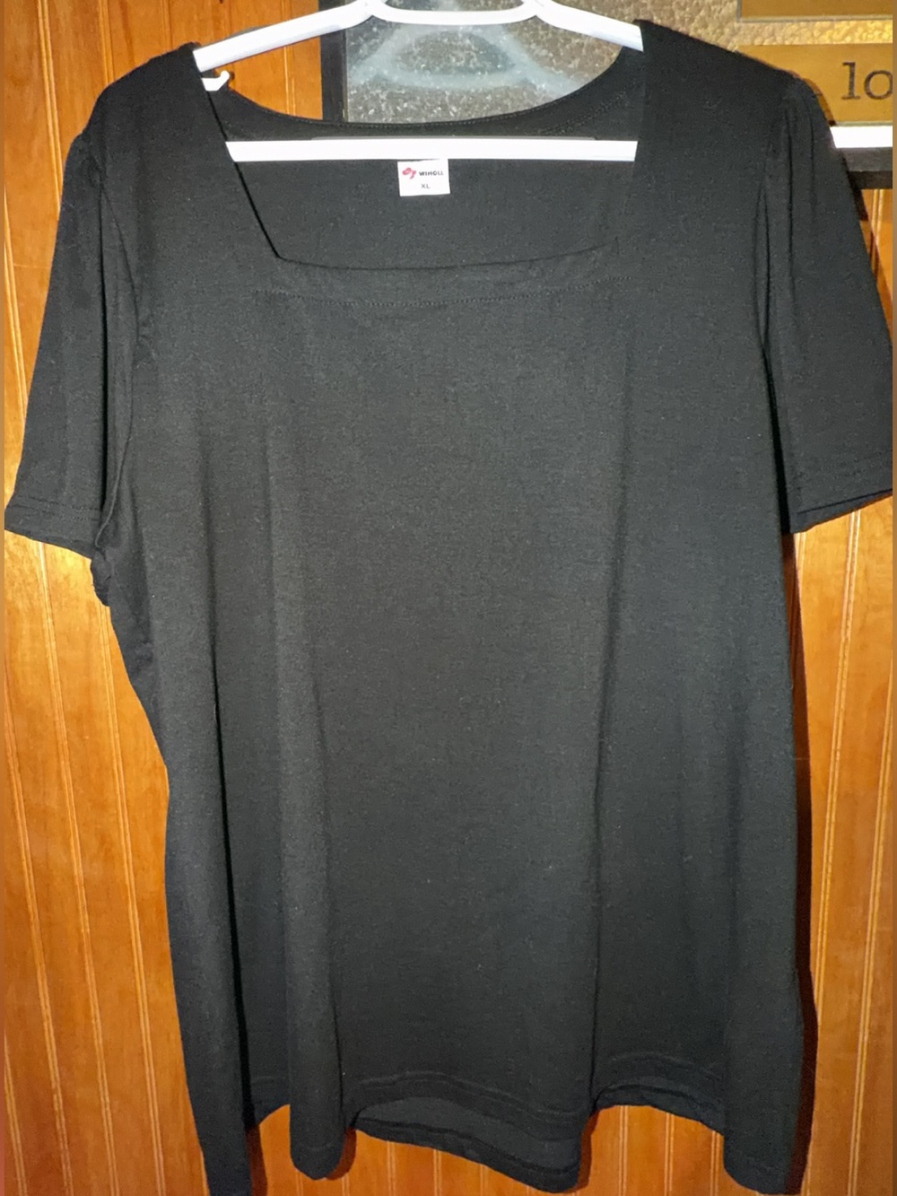 Classic Square-Neck Short Sleeve Top - Black